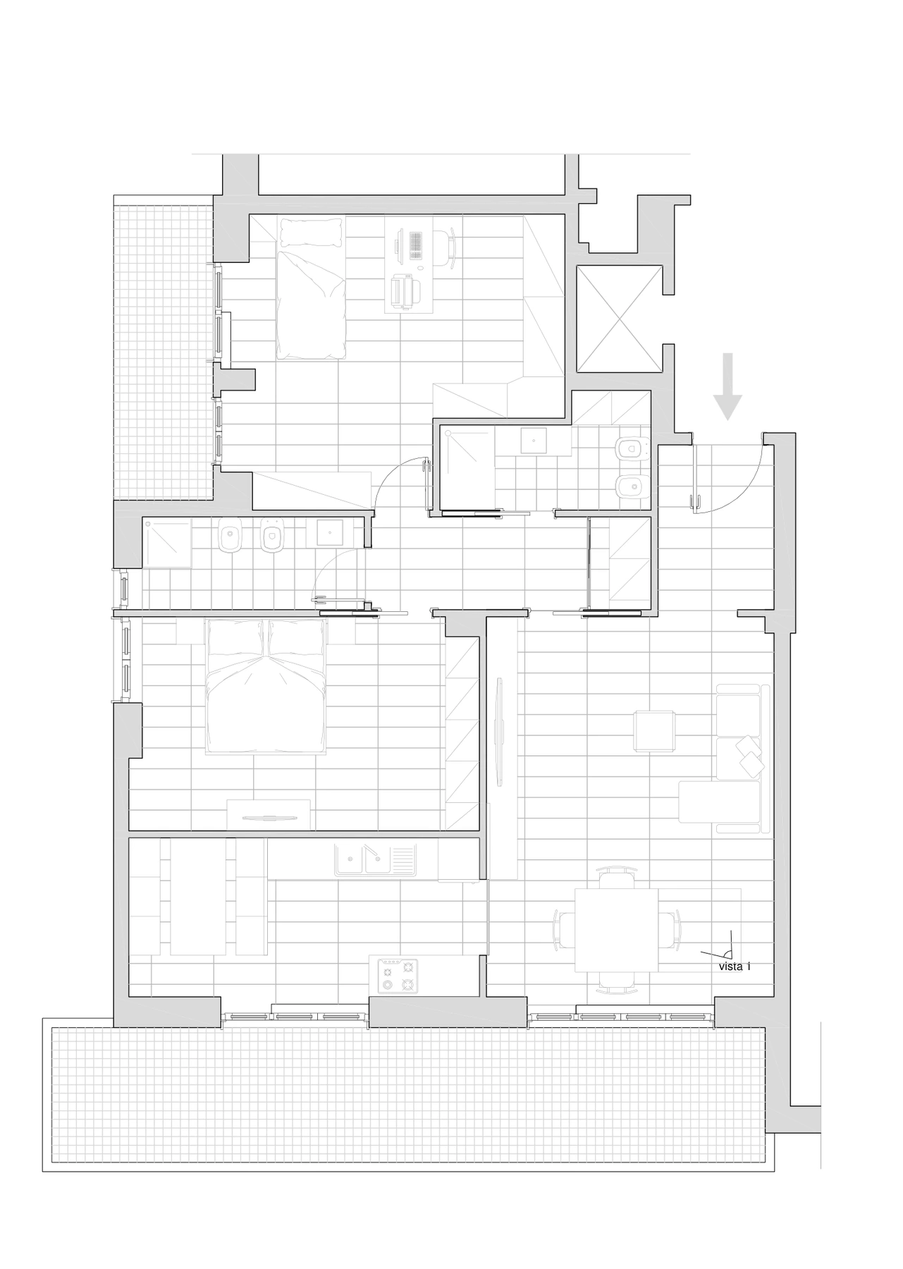 Seconda soluzione distributiva della residenza privata a Roma