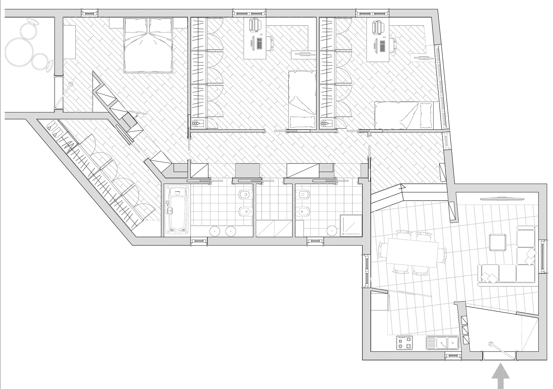 Planimetria originale del progetto di riorganizzazione della grande residenza a Roma