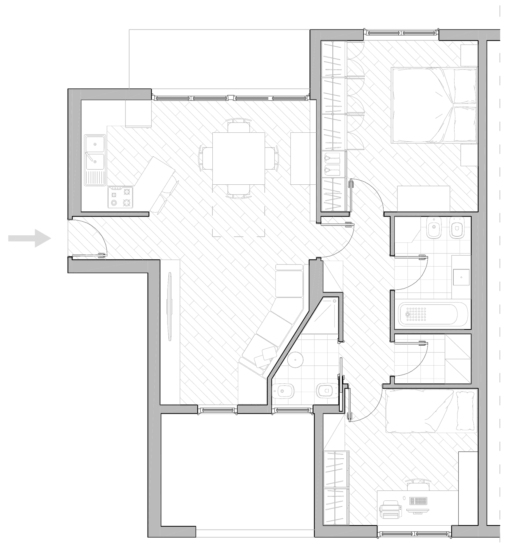 Planimetria arredata del progetto della residenza privata a Roma